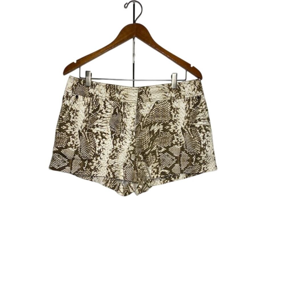 Cache Reptile Print Shorts Gold Studs Zip Fly Size 12 3” Inseam Cotton